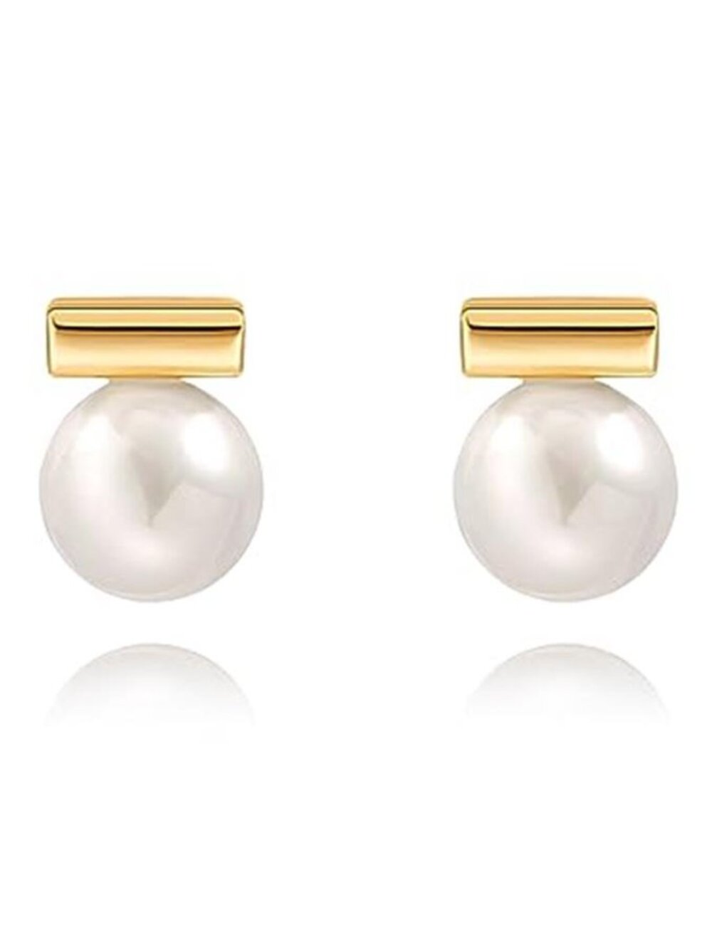 18K Gold Plated Love Knot Pearl Stud Earrings 10mm Statement Jewelry